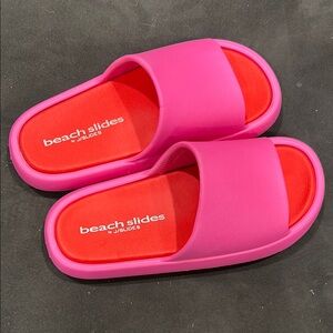 Beach Slides by J/SLIDES squish sandal, fuschia/red eva